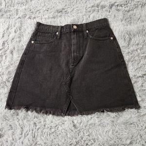 Madewell Black Raw Hem Denim Skirt